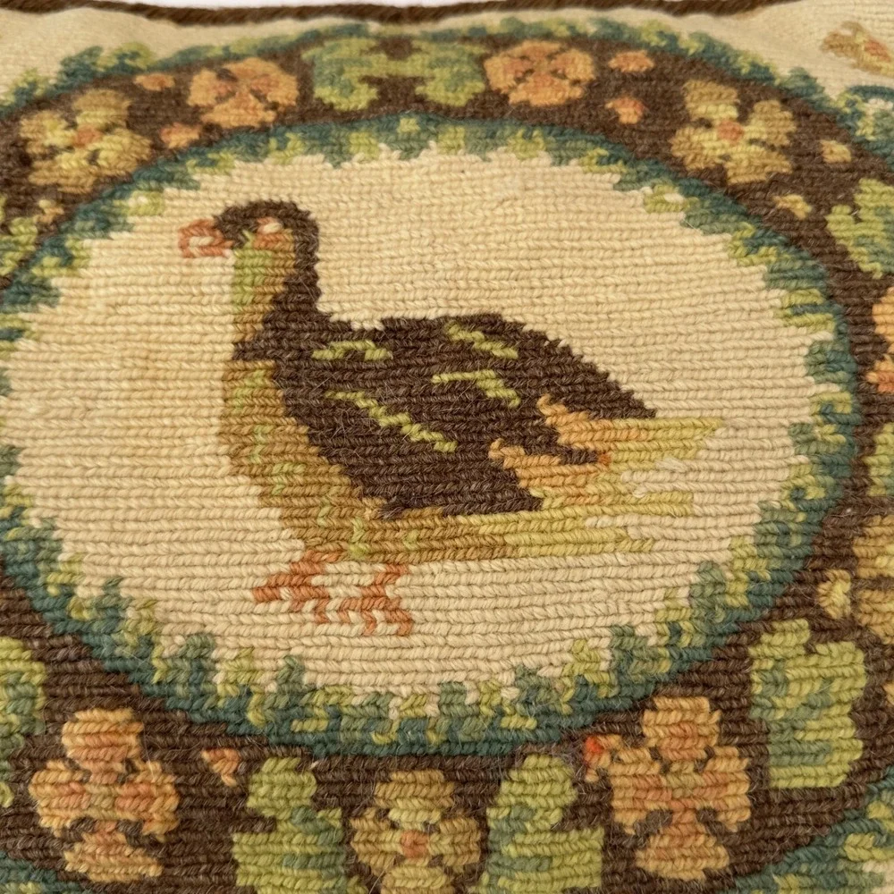 Vassiliki Prona Greece Majesties Fund Needlepoint 2 Pillows Bird Floral Wreath